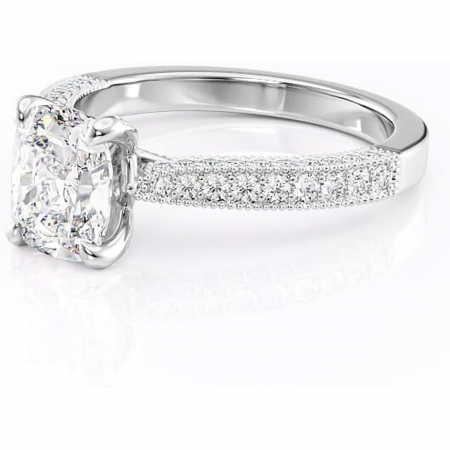 Inel de logodnă Romy din aur Alb 14kt cu moissanite tăietură asscher – Montură pavé rafinată pentru profil înalt | Personalizează și configurează gratuit online [6]