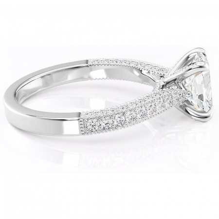 Inel de logodnă Romy din aur Alb 14kt cu moissanite tăietură asscher – Montură pavé rafinată pentru profil înalt | Personalizează și configurează gratuit online [1]