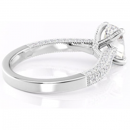 Inel de logodnă Romy din aur Alb 14kt cu moissanite tăietură asscher – Montură pavé rafinată pentru profil înalt | Personalizează și configurează gratuit online [2]