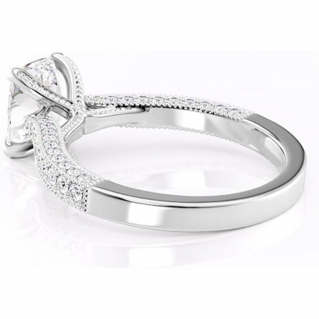 Inel de logodnă Romy din aur Alb 14kt cu moissanite tăietură asscher – Montură pavé rafinată pentru profil înalt | Personalizează și configurează gratuit online [4]