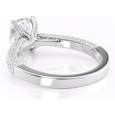 Inel de logodnă Romy din aur Alb 14kt cu moissanite tăietură asscher – Montură pavé rafinată pentru profil înalt | Personalizează și configurează gratuit online [3]