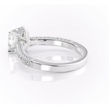 Inel de logodnă Romy din aur Alb 14kt cu moissanite tăietură asscher – Montură pavé rafinată pentru profil înalt | Personalizează și configurează gratuit online [4]