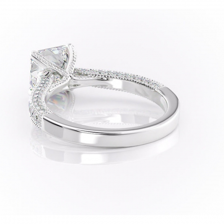 Inel de logodnă Romy din aur Alb 14kt cu moissanite tăietură asscher – Montură pavé rafinată pentru profil înalt | Personalizează și configurează gratuit online [3]