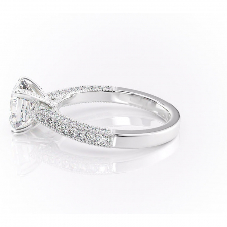 Inel de logodnă Romy din aur Alb 14kt cu moissanite tăietură asscher – Montură pavé rafinată pentru profil înalt | Personalizează și configurează gratuit online [5]