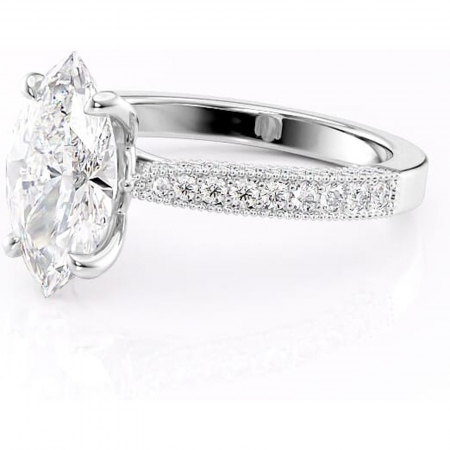 Inel de logodnă Romy din aur Alb 14kt cu moissanite tăietură marquise – Montură pavé rafinată pentru profil înalt | Personalizează și configurează gratuit online [6]