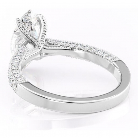 Inel de logodnă Romy din aur Alb 14kt cu moissanite tăietură marquise – Montură pavé rafinată pentru profil înalt | Personalizează și configurează gratuit online [3]