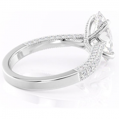 Inel de logodnă Romy din aur Alb 14kt cu moissanite tăietură marquise – Montură pavé rafinată pentru profil înalt | Personalizează și configurează gratuit online [2]