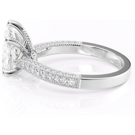 Inel de logodnă Romy din aur Alb 14kt cu moissanite tăietură pară – Montură pavé rafinată pentru profil înalt | Personalizează și configurează gratuit online [5]