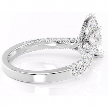 Inel de logodnă Romy din aur Alb 14kt cu moissanite tăietură pară – Montură pavé rafinată pentru profil înalt | Personalizează și configurează gratuit online [2]