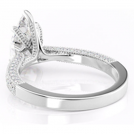 Inel de logodnă Romy din aur Alb 14kt cu moissanite tăietură pară – Montură pavé rafinată pentru profil înalt | Personalizează și configurează gratuit online [3]