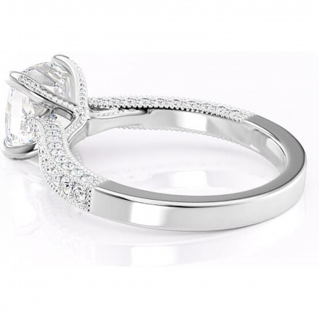 Inel de logodnă Romy din aur Alb 14kt cu moissanite tăietură pernă – Montură pavé rafinată pentru profil înalt | Personalizează și configurează gratuit online [4]