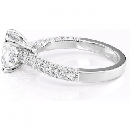 Inel de logodnă Romy din aur Alb 14kt cu moissanite tăietură pernă – Montură pavé rafinată pentru profil înalt | Personalizează și configurează gratuit online [5]