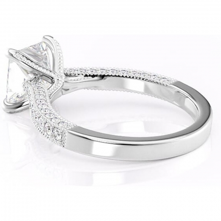 Inel de logodnă Romy din aur Alb 18kt cu moissanite tăietură princess – Montură pavé rafinată pentru profil înalt | Personalizează și configurează gratuit online [4]