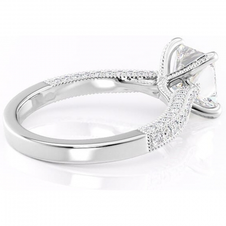 Inel de logodnă Romy din aur Alb 18kt cu moissanite tăietură princess – Montură pavé rafinată pentru profil înalt | Personalizează și configurează gratuit online [2]