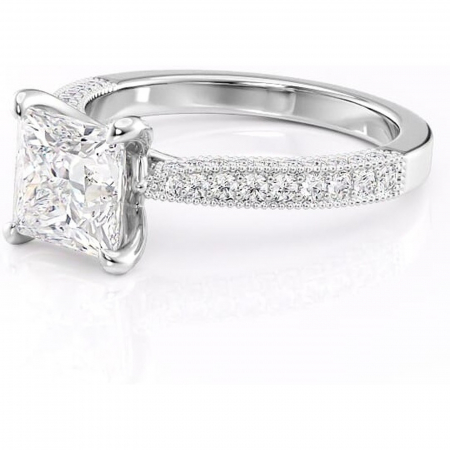 Inel de logodnă Romy din aur Alb 18kt cu moissanite tăietură princess – Montură pavé rafinată pentru profil înalt | Personalizează și configurează gratuit online [6]