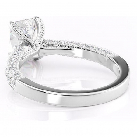 Inel de logodnă Romy din aur Alb 14kt cu moissanite tăietură radiantă – Montură pavé rafinată pentru profil înalt | Personalizează și configurează gratuit online [3]