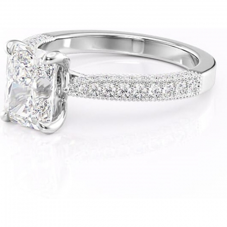 Inel de logodnă Romy din aur Alb 14kt cu moissanite tăietură radiantă – Montură pavé rafinată pentru profil înalt | Personalizează și configurează gratuit online [6]