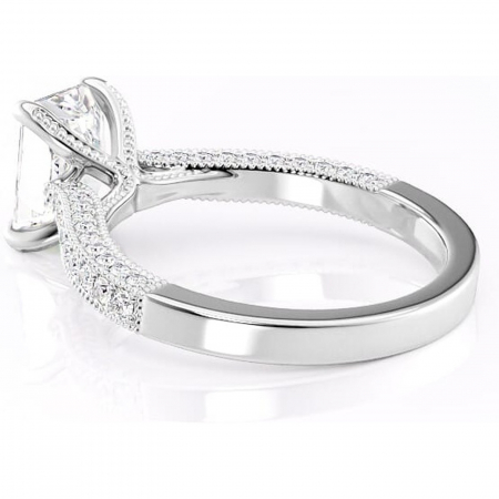 Inel de logodnă Romy din aur Alb 14kt cu moissanite tăietură radiantă – Montură pavé rafinată pentru profil înalt | Personalizează și configurează gratuit online [4]