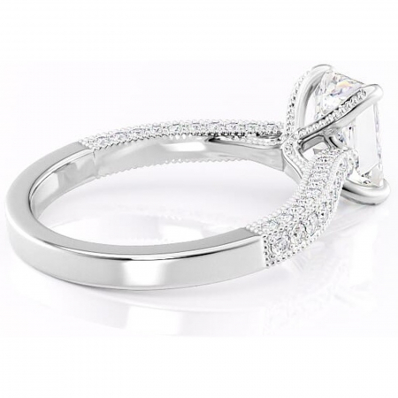 Inel de logodnă Romy din aur Alb 14kt cu moissanite tăietură radiantă – Montură pavé rafinată pentru profil înalt | Personalizează și configurează gratuit online [2]