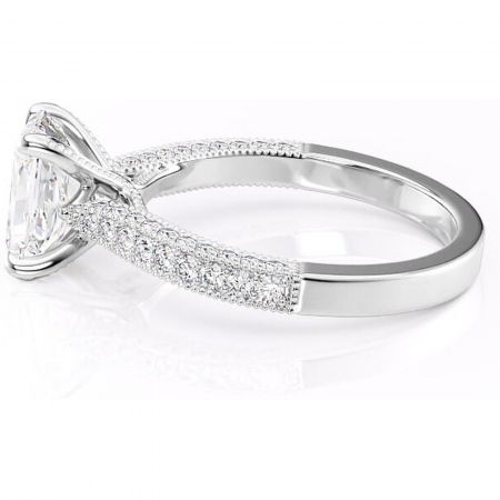 Inel de logodnă Romy din aur Alb 14kt cu moissanite tăietură radiantă – Montură pavé rafinată pentru profil înalt | Personalizează și configurează gratuit online [5]