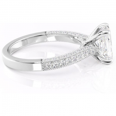 Inel de logodnă Romy din aur Alb 14kt cu moissanite tăietură radiantă – Montură pavé rafinată pentru profil înalt | Personalizează și configurează gratuit online [1]