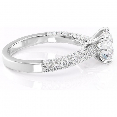 Inel de logodnă Romy din aur Alb 14kt cu moissanite tăietură rotundă – Montură pavé rafinată pentru profil înalt | Personalizează și configurează gratuit online [1]