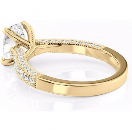 Inel de logodnă Romy din aur Galben 14kt cu moissanite tăietură asscher – Montură pavé rafinată pentru profil înalt | Personalizează și configurează gratuit online [4]