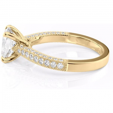 Inel de logodnă Romy din aur Galben 14kt cu moissanite tăietură asscher – Montură pavé rafinată pentru profil înalt | Personalizează și configurează gratuit online [5]