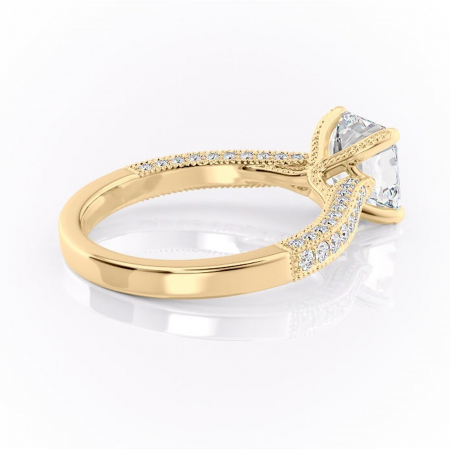 Inel de logodnă Romy din aur Galben 14kt cu moissanite tăietură asscher – Montură pavé rafinată pentru profil înalt | Personalizează și configurează gratuit online [2]