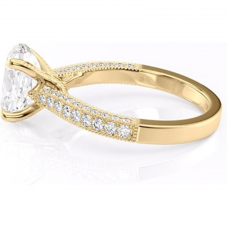 Inel de logodnă Romy din aur Galben 14kt cu moissanite tăietură ovală – Montură pavé rafinată pentru profil înalt | Personalizează și configurează gratuit online [5]