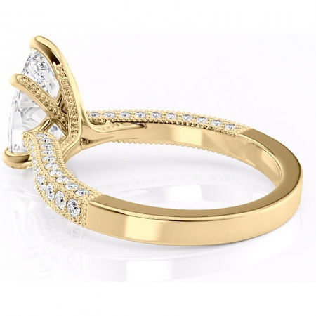Inel de logodnă Romy din aur Galben 14kt cu moissanite tăietură pară – Montură pavé rafinată pentru profil înalt | Personalizează și configurează gratuit online [4]