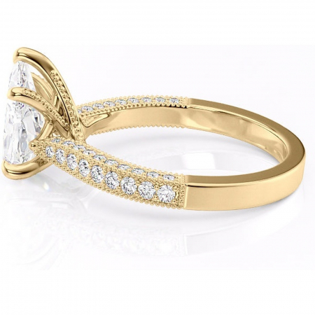 Inel de logodnă Romy din aur Galben 14kt cu moissanite tăietură pară – Montură pavé rafinată pentru profil înalt | Personalizează și configurează gratuit online [5]
