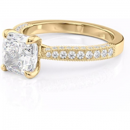 Inel de logodnă Romy din aur Galben 18kt cu moissanite tăietură pernă – Montură pavé rafinată pentru profil înalt | Personalizează și configurează gratuit online [6]