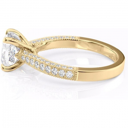 Inel de logodnă Romy din aur Galben 18kt cu moissanite tăietură pernă – Montură pavé rafinată pentru profil înalt | Personalizează și configurează gratuit online [5]