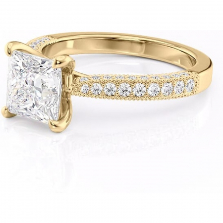 Inel de logodnă Romy din aur Galben 18kt cu moissanite tăietură princess – Montură pavé rafinată pentru profil înalt | Personalizează și configurează gratuit online [6]