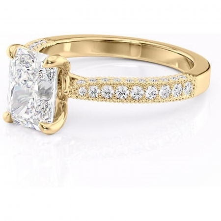 Inel de logodnă Romy din aur Galben 14kt cu moissanite tăietură radiantă – Montură pavé rafinată pentru profil înalt | Personalizează și configurează gratuit online [6]