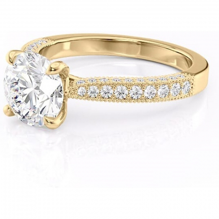 Inel de logodnă Romy din aur Galben 14kt cu moissanite tăietură rotundă – Montură pavé rafinată pentru profil înalt | Personalizează și configurează gratuit online [6]