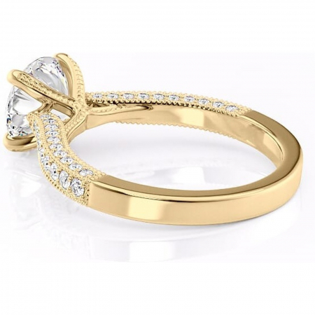 Inel de logodnă Romy din aur Galben 14kt cu moissanite tăietură rotundă – Montură pavé rafinată pentru profil înalt | Personalizează și configurează gratuit online [4]