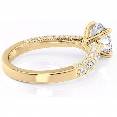 Inel de logodnă Romy din aur Galben 14kt cu moissanite tăietură rotundă – Montură pavé rafinată pentru profil înalt | Personalizează și configurează gratuit online [2]