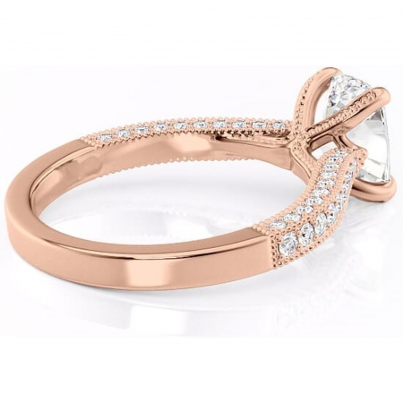 Inel de logodnă Romy din aur Rose 14kt cu moissanite tăietură asscher – Montură pavé rafinată pentru profil înalt | Personalizează și configurează gratuit online [2]