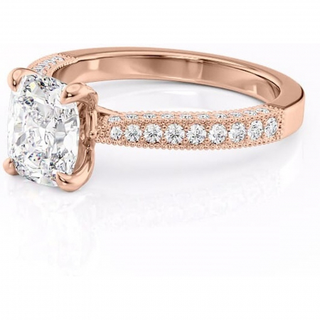 Inel de logodnă Romy din aur Rose 14kt cu moissanite tăietură asscher – Montură pavé rafinată pentru profil înalt | Personalizează și configurează gratuit online [6]