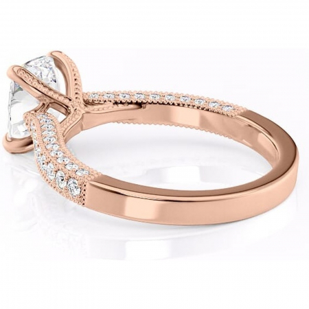 Inel de logodnă Romy din aur Rose 14kt cu moissanite tăietură asscher – Montură pavé rafinată pentru profil înalt | Personalizează și configurează gratuit online [4]