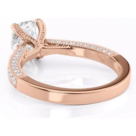 Inel de logodnă Romy din aur Rose 14kt cu moissanite tăietură asscher – Montură pavé rafinată pentru profil înalt | Personalizează și configurează gratuit online [3]