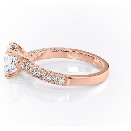 Inel de logodnă Romy din aur Rose 18kt cu moissanite tăietură asscher – Montură pavé rafinată pentru profil înalt | Personalizează și configurează gratuit online [5]