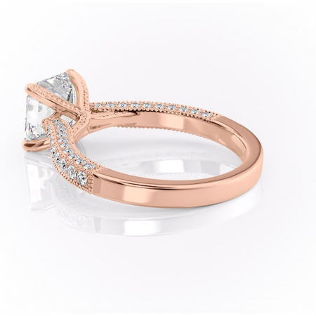 Inel de logodnă Romy din aur Rose 18kt cu moissanite tăietură asscher – Montură pavé rafinată pentru profil înalt | Personalizează și configurează gratuit online [4]