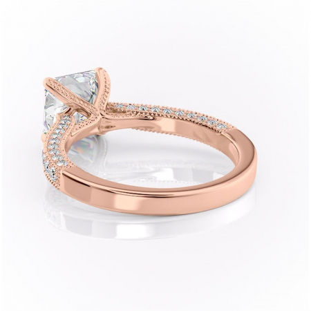 Inel de logodnă Romy din aur Rose 18kt cu moissanite tăietură asscher – Montură pavé rafinată pentru profil înalt | Personalizează și configurează gratuit online [3]