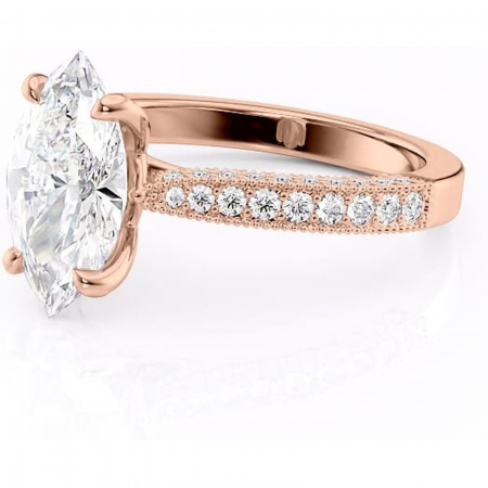Inel de logodnă Romy din aur Rose 18kt cu moissanite tăietură marquise – Montură pavé rafinată pentru profil înalt | Personalizează și configurează gratuit online [6]