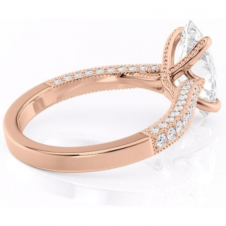 Inel de logodnă Romy din aur Rose 18kt cu moissanite tăietură marquise – Montură pavé rafinată pentru profil înalt | Personalizează și configurează gratuit online [2]
