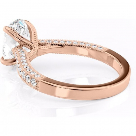 Inel de logodnă Romy din aur Rose 14kt cu moissanite tăietură ovală – Montură pavé rafinată pentru profil înalt | Personalizează și configurează gratuit online [4]