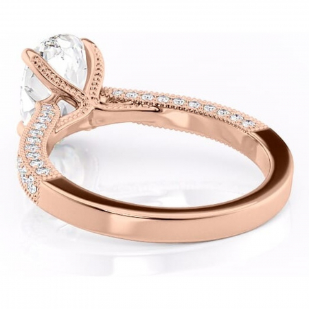 Inel de logodnă Romy din aur Rose 14kt cu moissanite tăietură ovală – Montură pavé rafinată pentru profil înalt | Personalizează și configurează gratuit online [3]